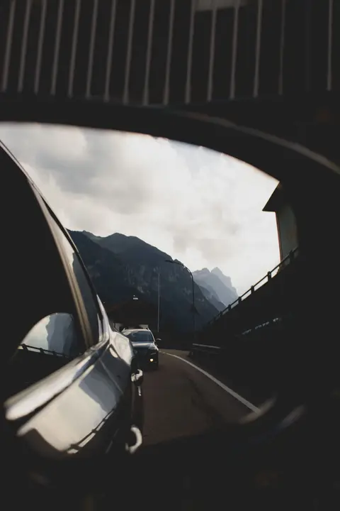 A scenic mountain drive on a long road trip